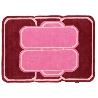 Nazar Rugs Alfombra lana tejida a mano geométrica rosa y burdeos 133x190