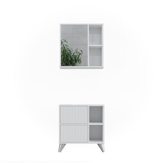 Vicco Conjunto De Muebles De Ba&ntilde;o Leano, Blanco, 2 Partes