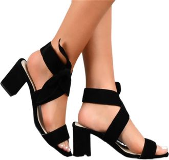 Generic Sandals For Women Womens Medium Heel Shoes Lace-Up Sandals Square Toe Thick Heel High Heels Comfortable Womens Shoes