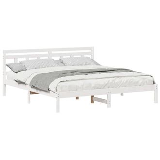 Berkfield Home Traditional with Headboard White 200 x 200 cm Solid pine wood