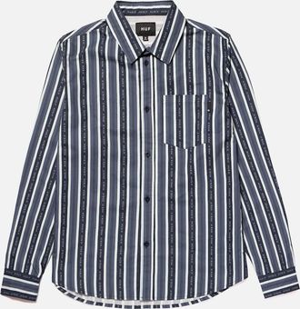 HUF Mens HUF Navy Blazer Slogan Stripe Shirt - Size: Regular/36