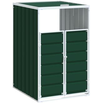 vidaXL Cobertizo De Contenedor De Basura Acero Verde 72x81x115 Cm Vidaxl