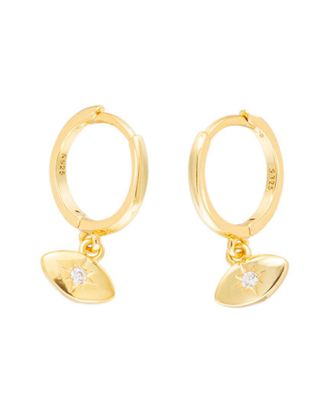 Eyecandy LA Eye Candy La Luxe Collection Silver Cz Evil Eye Earrings