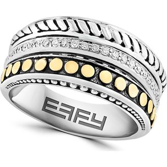 Effy Two-Tone Diamond Band Ring in Silver at Nordstrom Rack, Size 7