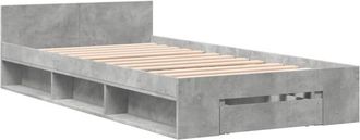 vidaXL Bed Frame with Drawer without Mattress Concrete Grey 90x190 cm Single Vidaxl