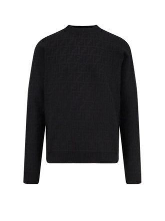 Fendi Cotton Sweater With Ff Jacquard Effect