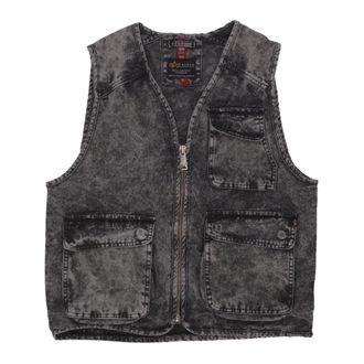 Alpha Industries Zwarte Denim Ritsvest - Heren - Bodywarmers - Zwart - L - Denim - Jassen