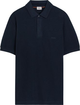 Tod's Logo-embroidered Piqu&eacute; Cotton Polo Shirt - Blue - XL