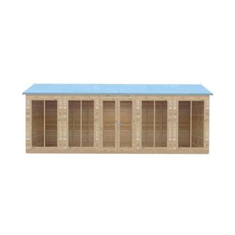 Shires Mayfield 20 x 8 Summerhouse - Wood - L239 x W595 x H229 cm in Light Brown