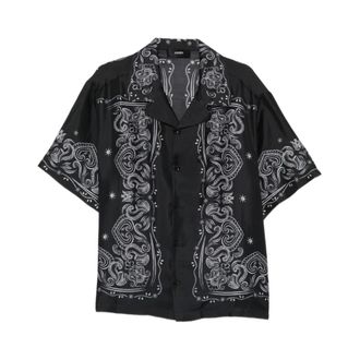 Amiri Short Sleeve Shirts, male, Black, Size: L Printed Cuban Collar Shirt