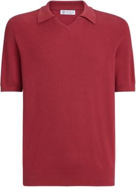 Brunello Cucinelli Cotton English rib knit polo in Red at Nordstrom, Size 50 It