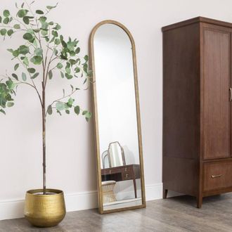 Melody Maison Large Bronze Framed Arched Wall & Leaner Mirror - 50cm X 180cm | Size: 50 cm X 180 cm