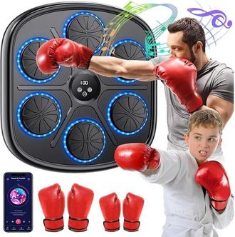 OEM M&aacute;quina De Boxeo Musical, M&aacute;quina De Boxeo Musical Electr&oacute;nica Led Con 2 Guantes De Boxeo, 9 Modos De Velocidad, Conteo Autom&aacute;tico, Compatible Con Blu