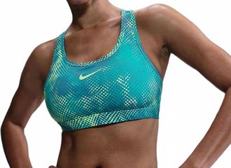 Nike Womens Dri-Fit Swoosh Medium Support Sports Bra In Blue
