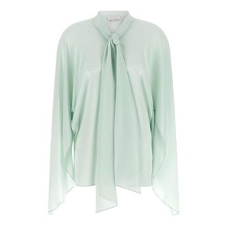 Stella McCartney Overhemden, Dames, Groen, S, Lavalli&egrave;re Zijden Blouse