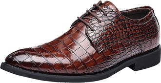 Generic Mens Dress Shoes Classic Lace-ups Derbys Patent Plus Size Oxfords Pointed Toe Leather Shoe Block Heel Non Slip Wide Footwear for Gatherings with Frien