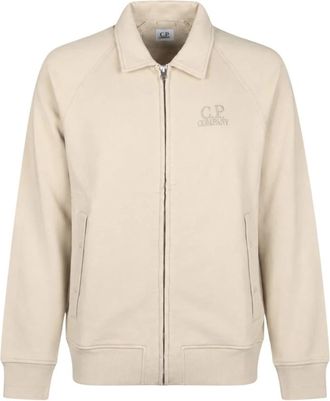 C.P. Company Diagonal Raised Fleece Rits Sweatshirt - Heren - Vesten met rits - Beige - L - Katoen - Hoodies & sweatvesten