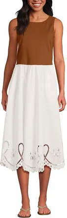 Lands End Short Sleeve Linen Blend V-Neck Tee in Rich Ginger Brown/ivory at Nordstrom, Size X-Large