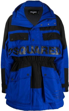 Dsquared2 logo-print parka - men - Cotton/Feather Down/Polyamide/Polyester/Polyester - 48 - Blue