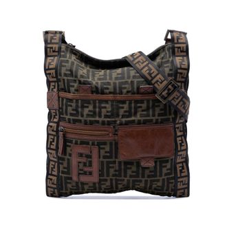 Fendi Pre-owned Fendi Zucca Canvas FF Flat Messenger Bag Unisex 07JX01ZSBFZ0TPO4