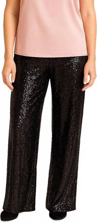 M Made in Italy Sparkly Sequin Palazzo Pants In Black