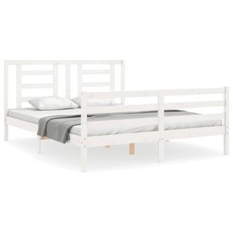 Berkfield Home Bed Frame with Headboard White 160x200 cm Solid Wood