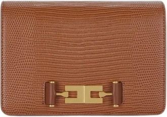 Elisabetta Franchi Tassen, Dames, Bruin, ONE Size, Katoen, Tracolla con catena Groumette