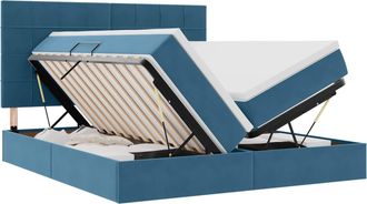 vidaXL Cama De Almacenamiento Led Con Colch&oacute;n Azul Oscuro 180 X 200 Cm Vidaxl