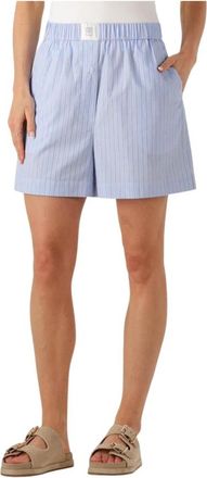 Second Female Lichtblauwe Alanis Shorts Blouse - Dames - Bermuda - Blauw - XS - Linnen - Korte Broeken