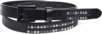 OLD TREND Ficus Genuine Leather Studded Refined Everyday Belt in Black at Nordstrom, Size Medium