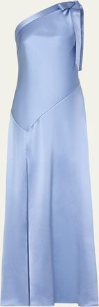 Milly Eleni One-Shoulder Open Back Satin Maxi Dress