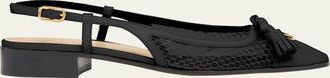 Valentino Garavani 25mm VLogo Signature Valet Mesh and Leather Ballerina Flats