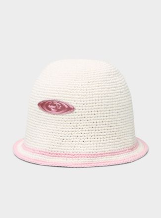 Casablanca Womens Metallized logo crocheted knit bucket hat