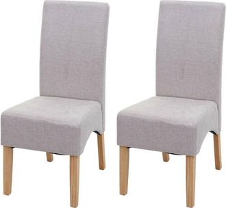Hhg Hhg - Lote De 2 Sillas De Comedor Latina, Silla De Cocina, Tela/textil Certificado Mvg, Beige Crema, Patas Claras
