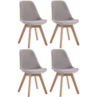 Clp Clp - Set De 4 Sillas De Comedor Borneo Tapizadas En Terciopelo Gris Natural