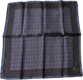 Dolce & Gabbana Donkerblauwe Zijden Zakdoek Sjaal met Kevers - Heren - Zijden sjaals - Blauw - ONE Size - Accessoires