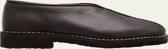 Christophe Lemaire Mens Piped Crepe Leather Slippers