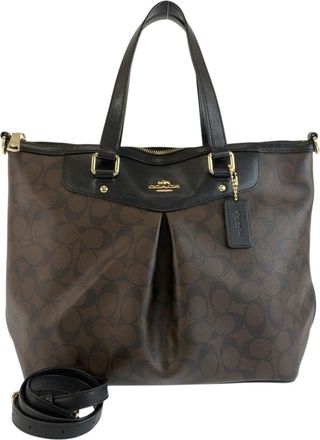 Coach Black Brown Pvc Shoulder Bag Tote Bag (Pre-Owned)