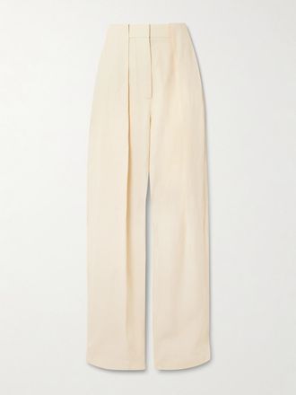 Stella McCartney Pantaloni A Gamba Larga In Popeline Con Pinces Balloon - Crema