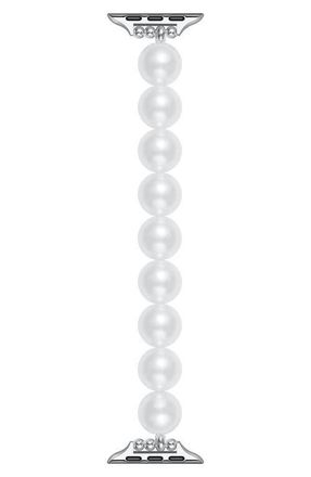 Posh Tech Violet Imitation Pearl Apple Watch Bracelet Watchband in White at Nordstrom