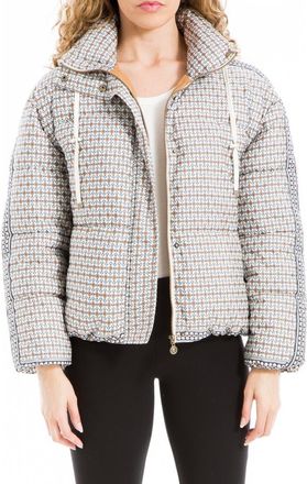 Max Studio Puffer Jacket in Black/Cream Wicker at Nordstrom Rack, Size X-Small