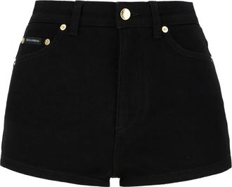 Dolce & Gabbana Bermuda denim con placca logo - Nero