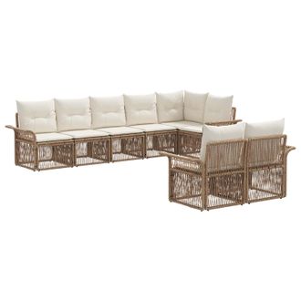 vidaXL Conjunto De Sof&aacute;s De Jard&iacute;n 8 Pcs Beige Rat&aacute;n Sint&eacute;tico Vidaxl
