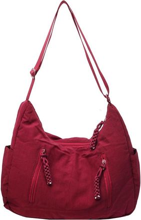 Generic Women Crescent Crossbody Bag Multi-Pocket Lightweight Shoulder Bag Large Capacity Half Moon Sling Bag Female Shopping Bag (Wine Red)