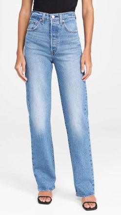 Levi's Ribcage Jeans Womens Blue Denim Light Wash Straight Leg KFC944