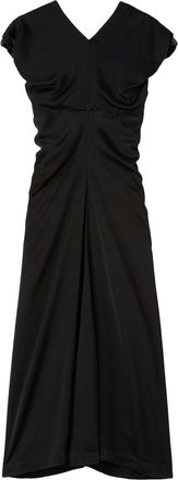 Jil Sander gathered-detail satin-finish gown - women - Viscose/Elastane/Viscose - 34 - Black