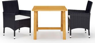 vidaXL Juego De Comedor De Jard&iacute;n De 3 Piezas Negro Vidaxl