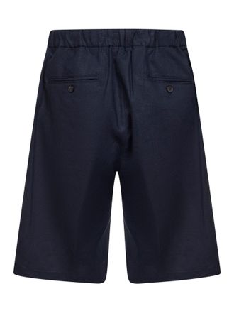 Hev&ograve; Mens Bermuda Shorts Torre Lapillo Navy Linen Blend Blue