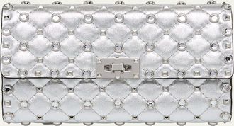 Valentino Garavani Quilted Metallic Leather Rockstud & Rhinestone Shoulder Bag