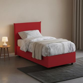 Dmora Talamo Italia - Cama Individual Chelsea, Cama Contenedor Con Revestimiento De Tela, 100% Made In Italy, Apertura Frontal, Adecuado Para Colch&oacute;n Cm 90x